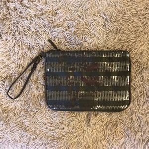 Dark Gray Sequined Wristlet Purse